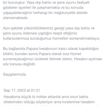 Papara Hesabım Bahis Yüklemelerinden Kapatıldı