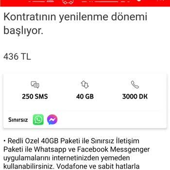 Vodafone Faturası Hat Ücreti