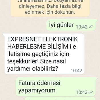 EkspresNet WhatsApp Destek Hattı Cevap Vermiyor