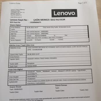 Lenovo Bilgisayar Lenovo Servis Ücretleri