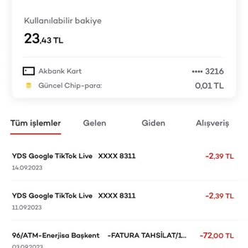 Akbank Hesap Kartımdan Bilgim Dahilinde Olmadan Paralar Çekilmesi Hk.