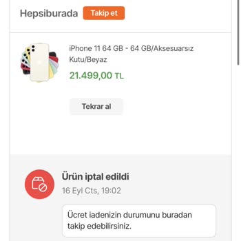 Hepsiburada Sebepsiz Sipariş İptali