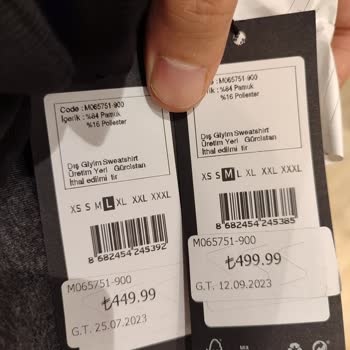 Mavideki Aynı Ürünün İkisinin Fiyatını. Farklı Olması