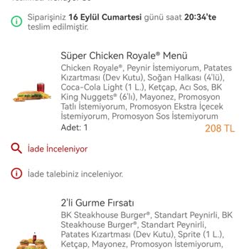 Burger King Bayat Menü Taş Hamburger