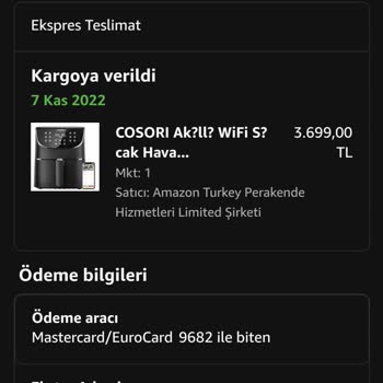 Amazon Şirketi Cosori Air Fry