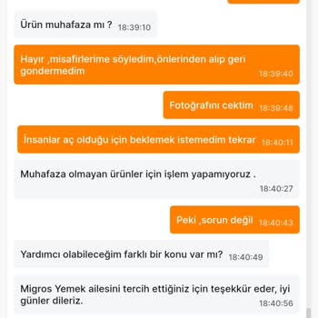 Migros Yemek Eksik Gönderilen Sipariş