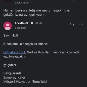 Cvmaker.com.tr Para İadesi Talebi