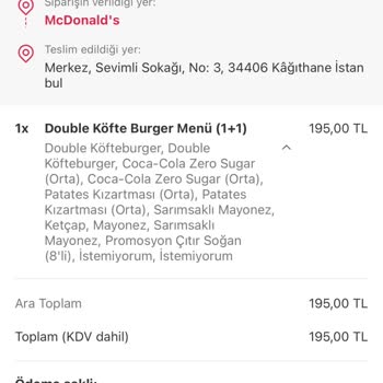 Yemek Sepeti Ve McDonald's Okmeydanı Şubesi