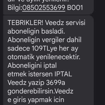 Veedz-tr.com Bilgim Ve Rızam Dışında Yapılan Veedz Aboneliği