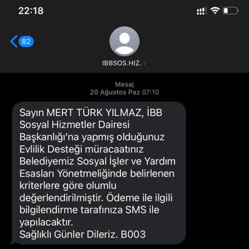 İbb Evlilik Desteğim Yapılmadı.