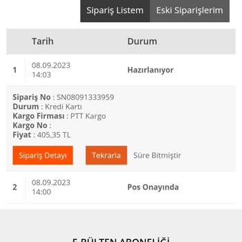 İsem Kitaptaki Siparişimin Kargoya Verilmedi