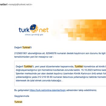 TurkNet Bize Bilgi Vermeden İnternet Ve Telefon Aboneliğimiz Kapatıldı.