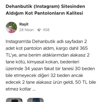 Dehanbutik (Instagram) Instagram'da Dehanbutik Sayfasından Yaşadığım Sorun