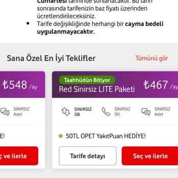 Vodafone Taahhüt Bitiminde Yüksek Fiyatlı Tarife Değişikliği