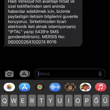Hadi TOM Pay Hadi Veresiye Habersiz Üyelik Mesajı