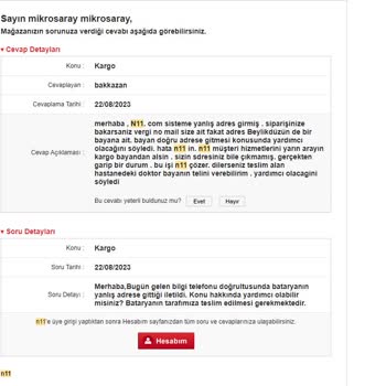 N11 Yanlış Adrese Ürün Teslimi