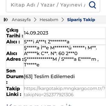 MNG Kargo Oltu Şubesindeki Siparişim İptal Edildi