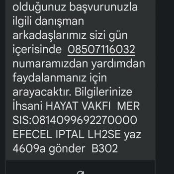 0850 711 60 32 İhsanı Hayat Yardım Vakfı