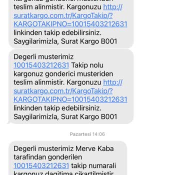 Sürat Kargo'nun Siparişimi Teslim Etmemesi