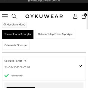 Oyku Wear Ürünüm 23 Gündür Kargoya Verilmedi