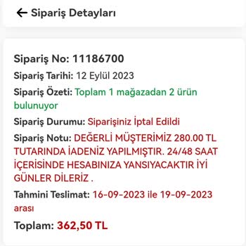 Kitap Seç Siparişlerimin İptal Edilmesi