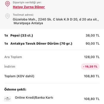 Yemeksepeti Teslim Edilmeyen Yemek Siparişinin Parasını Ödedim