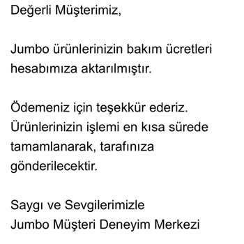 Jumbo Kalitesinin Kalitesiz Satış Sonrası Hizmeti