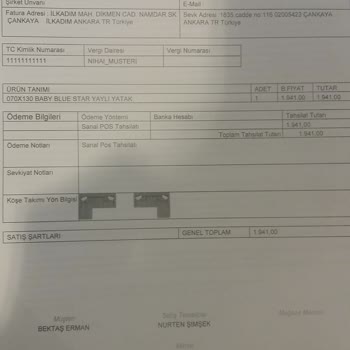 Yataş Enza Dan 1 Ay Önce Verdiğim Sipariş Üretim Aşamasındaymış