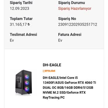 İtopya Bilgisayar İtopya Siparişin Kargoya Verilmemesi