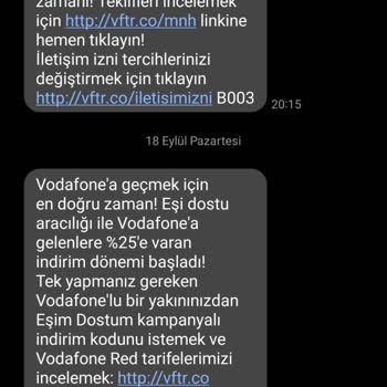 Vodafone Davet Mesajı Yolluyor