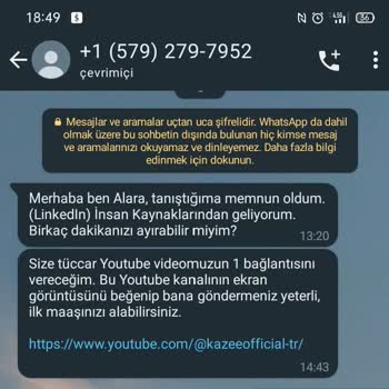 WhatsApp Yurt Dışından Gelen Mesaj