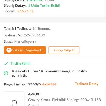 Trendyol Elektrik Süpürgesinin Süpürememesi