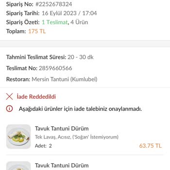 Trendyol GO Teslim Edilmeyen Ürün İadesi Gerçekleşmedi