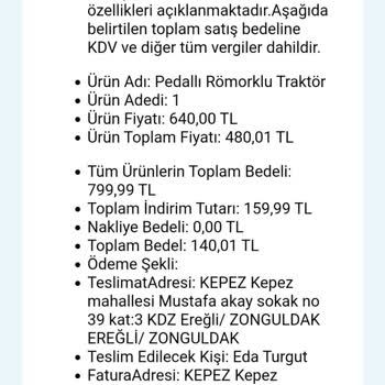 Ebebek Siparişim Sistem Kaynaklı İptal Edilmiş