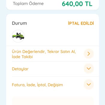 Ebebek Siparişim Sistem Kaynaklı İptal Edilmiş