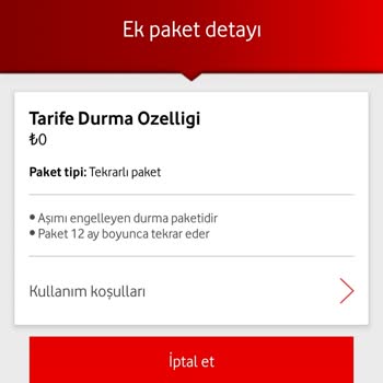 Vodafone Tarife Durma Özelliği | Haksız Faturalandırma