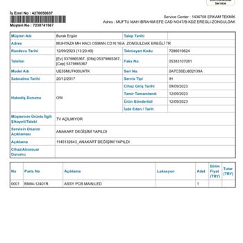 Samsung Müşteri Hizmetleri Ve Yetkili Servisin Çözemediği Problem
