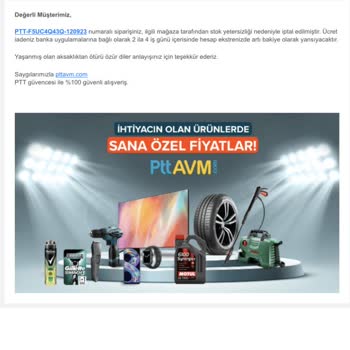PttAVM Fiyat Arttığı İçin Siparişteki Ürünümü İptal Ettiler
