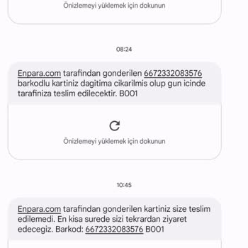 Enpara Yenilemiş Olduğum Kartın Tarafıma Ulaşamaması