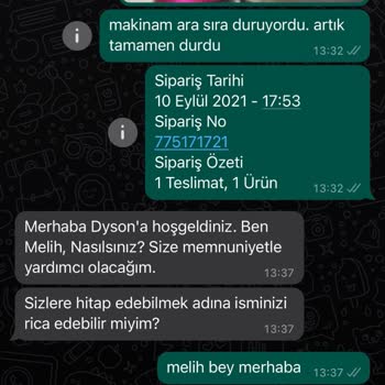 Dyson Kurutma Makinesi Tamir Talebi