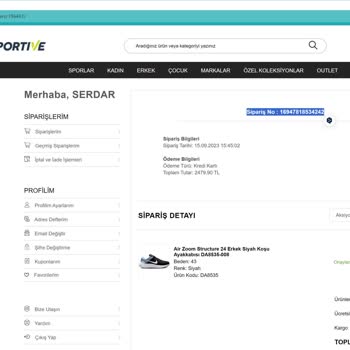 Sportive.com.tr Siparişimi İnandırıcı Olmayan Şekilde İptal Etti.