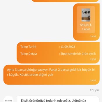 Enc Home Trendyol Tam Ücret Alıp Eksik Ürün Gönderilmesi