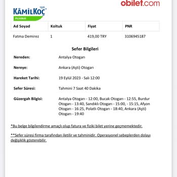 Kamil Koç Bilet Antalya Şubesi