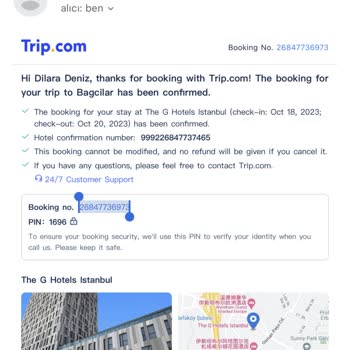 Trip.com Rezervasyon İptali Sağlanması