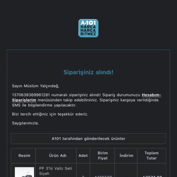 A101 Sipariş Eksik Geldi