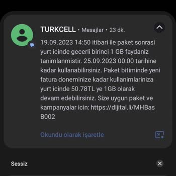 Turkcell Fatura Aşım Paketi