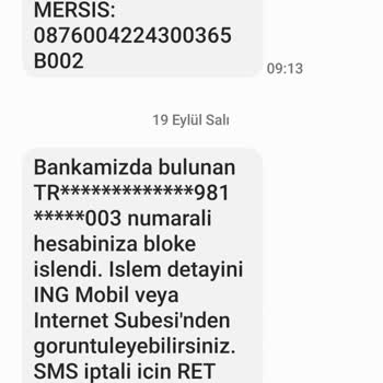 ING Emekli Maaşı Kanun Dışı Bloke
