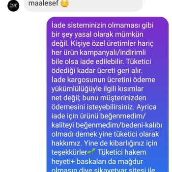 Sümeyye Yavuz İade Hakkımı Kullanamadım