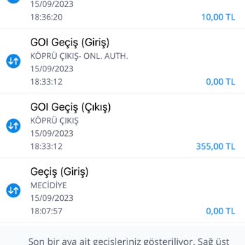 Otoyol A.Ş HGS Fazla Geçiş Ücreti