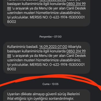 Getir Araç Kiralama Üyeliğimi İptal Etti